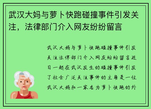 武汉大妈与萝卜快跑碰撞事件引发关注，法律部门介入网友纷纷留言